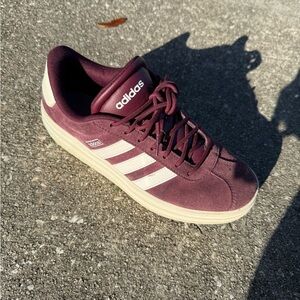 Adidas Burgundy and Beige Sneakers